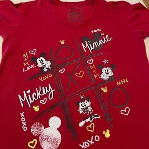Mickey & Minnie Red V-neck T-Shirt